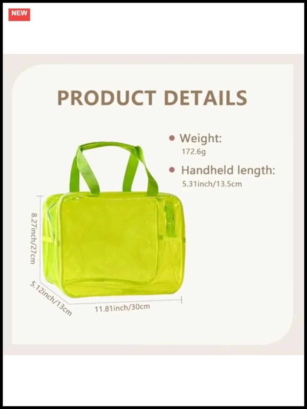Clear PVC Zipper Cosmetic Pouch Travel Makeup Bag with Handle Toiletry Organizer